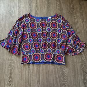 NEW Maeve by Anthropologie Large Miro Top Oversize Blue Pink Pullover Dolman